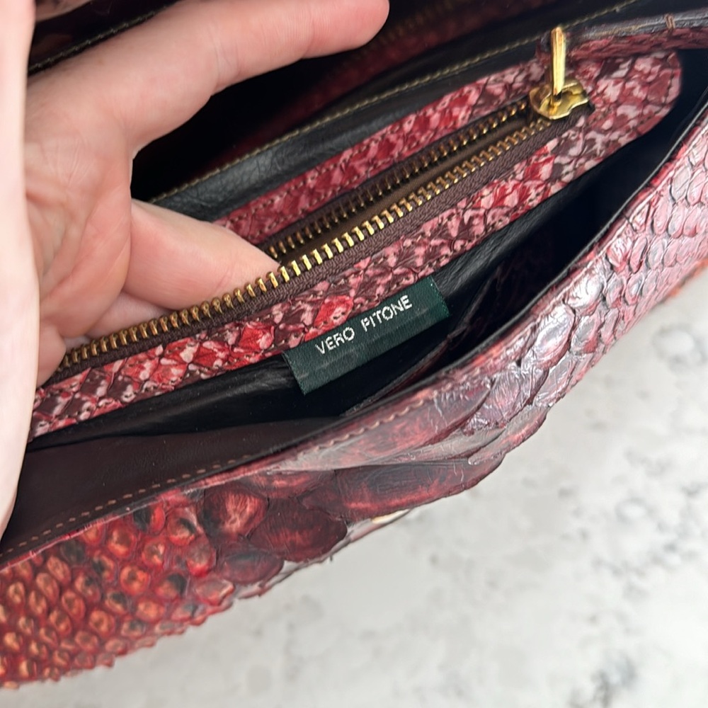 Albert Chloe Metallic Python Handbag - image 7